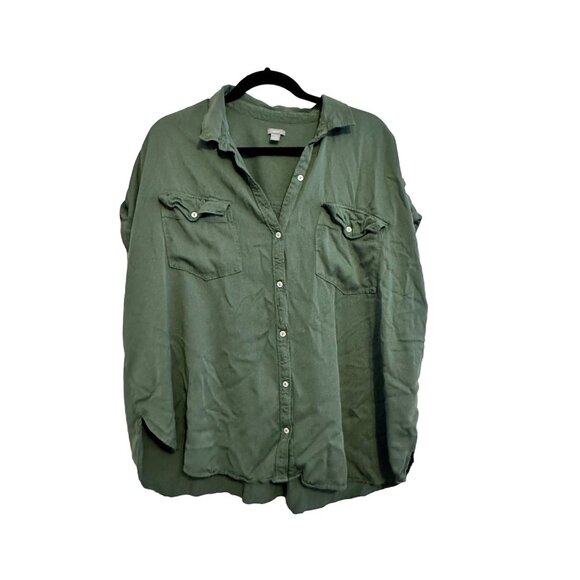 aerie green short sleeved camp style button down shirt XXL - Picture 1 of 7